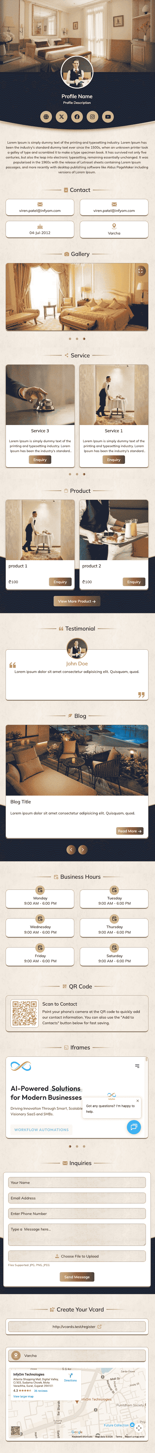 Digital card template vcard40